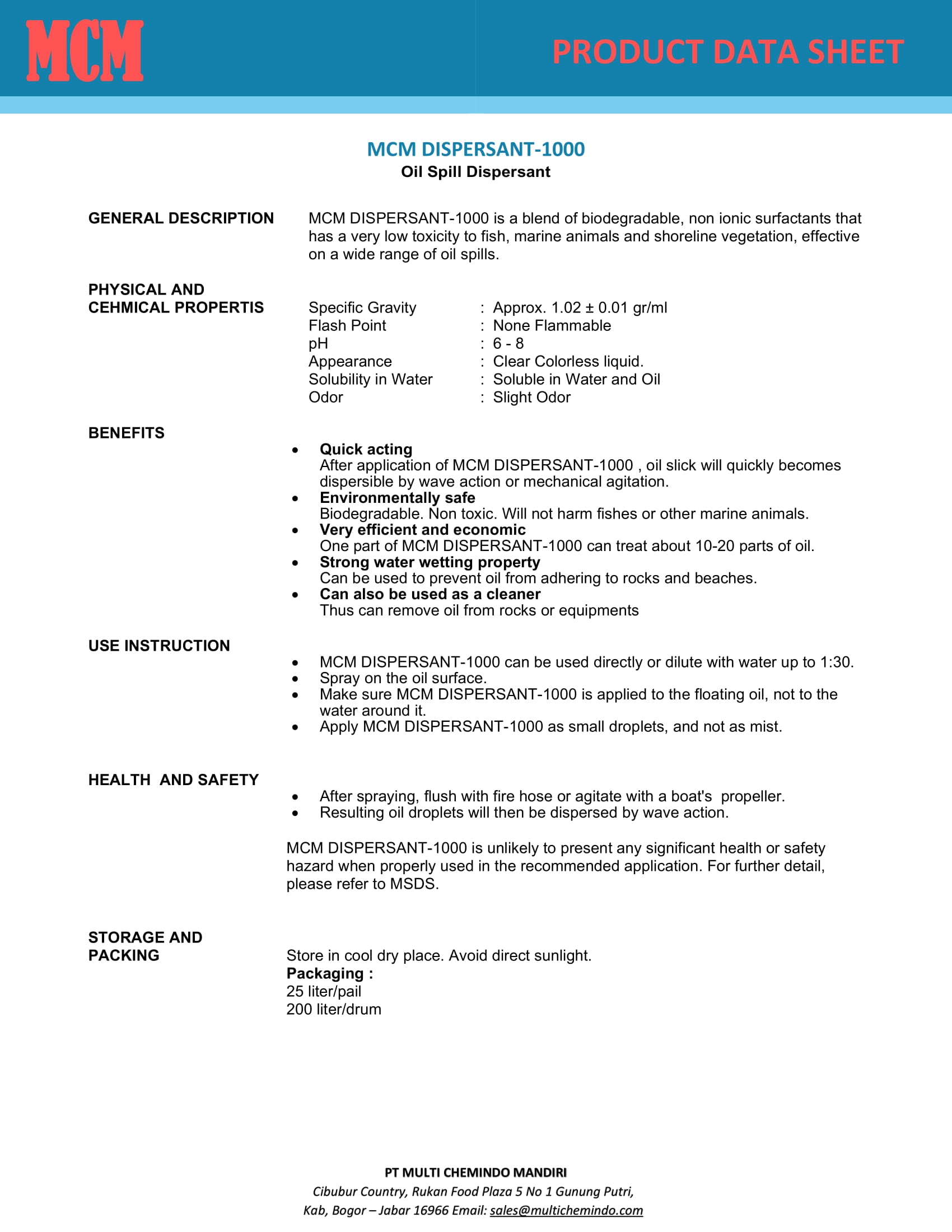 MCM DISPERSANT-1000